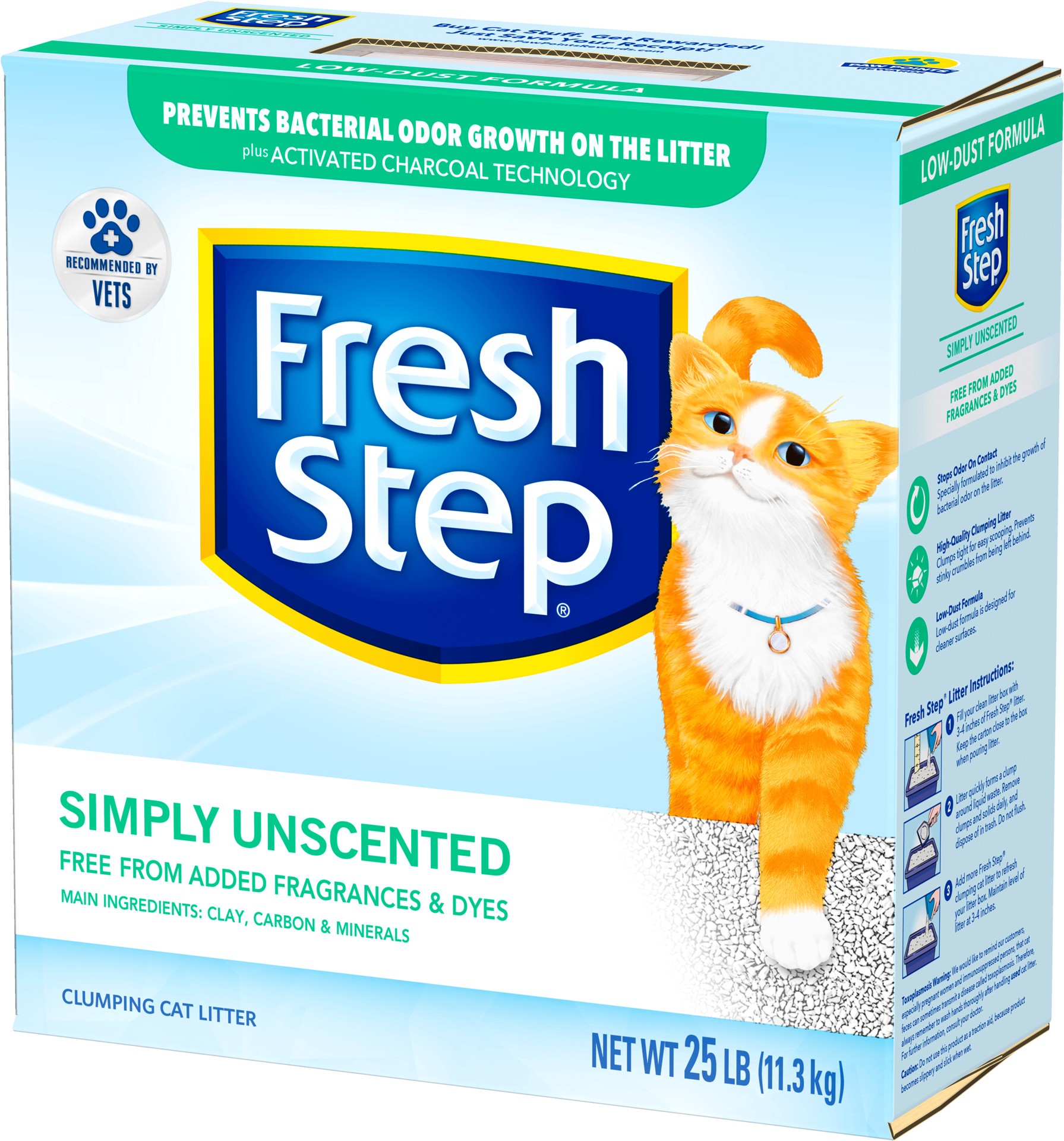 slide 3 of 5, Fresh Step Simply Unscented Clumping Cat Litter, 25 lb