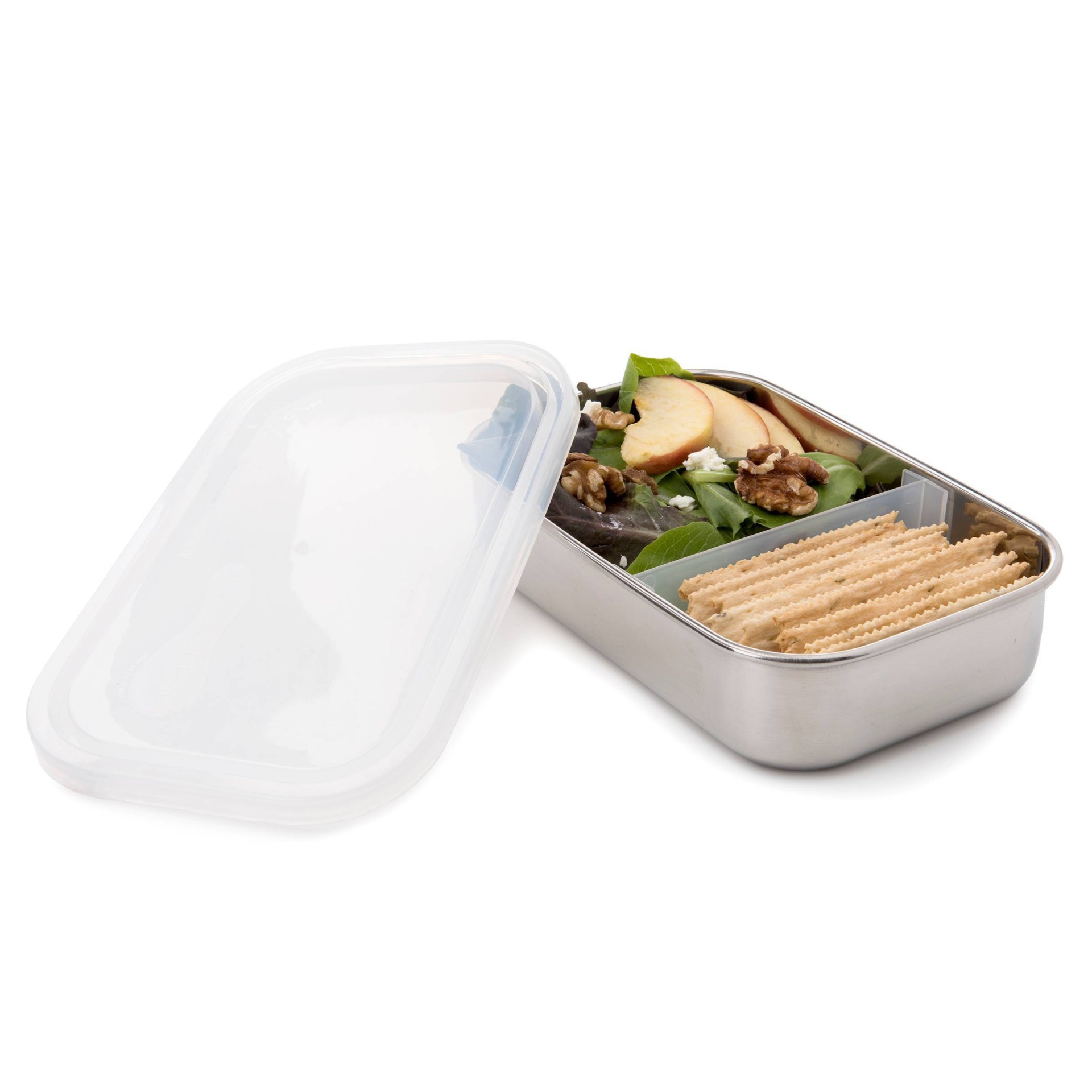 slide 1 of 4, U Konserve U-Konserve Stainless Steel Food-Storage Container Bento Rectangle 25oz - Clear Plastic Lid, 25 oz