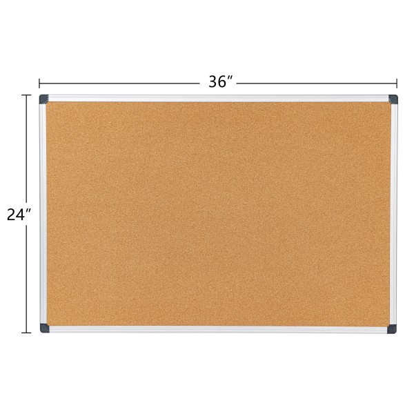 slide 4 of 4, FORAY Aluminum-Framed Cork Bulletin Board, 24 in x 36 in
