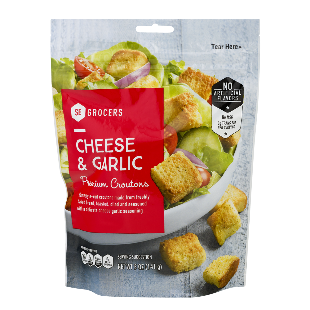 slide 1 of 1, SE Grocers Cheese Garlic Croutons, 5 oz