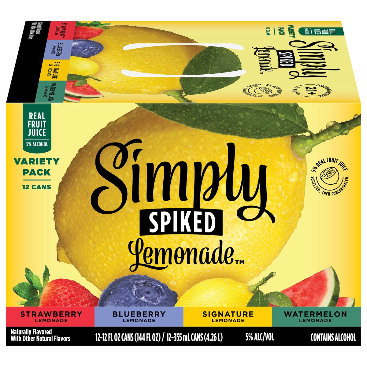 slide 1 of 22, Simply Spiked Hard Lemonade Variety Pack 5% ABV, 12-oz Slim Cans, 12 ct; 12 oz