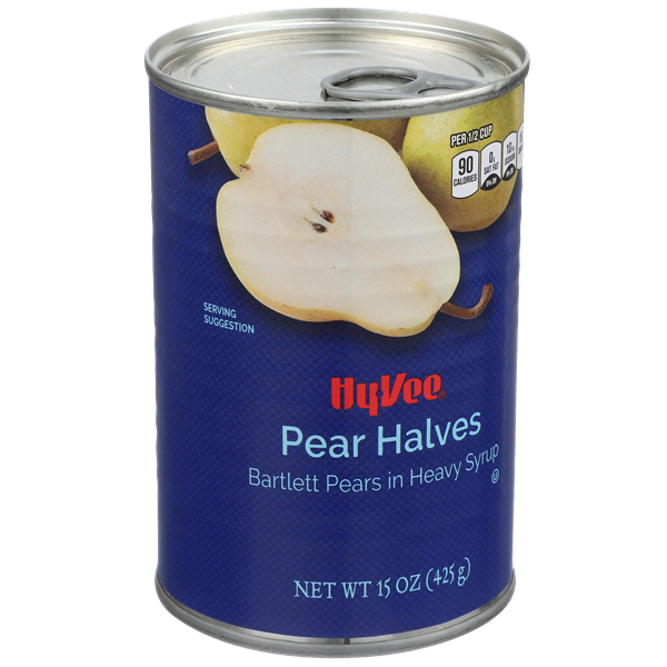 slide 1 of 1, Hy-vee Bartlett Pears Halves In Heavy Syrup, 15.25 oz