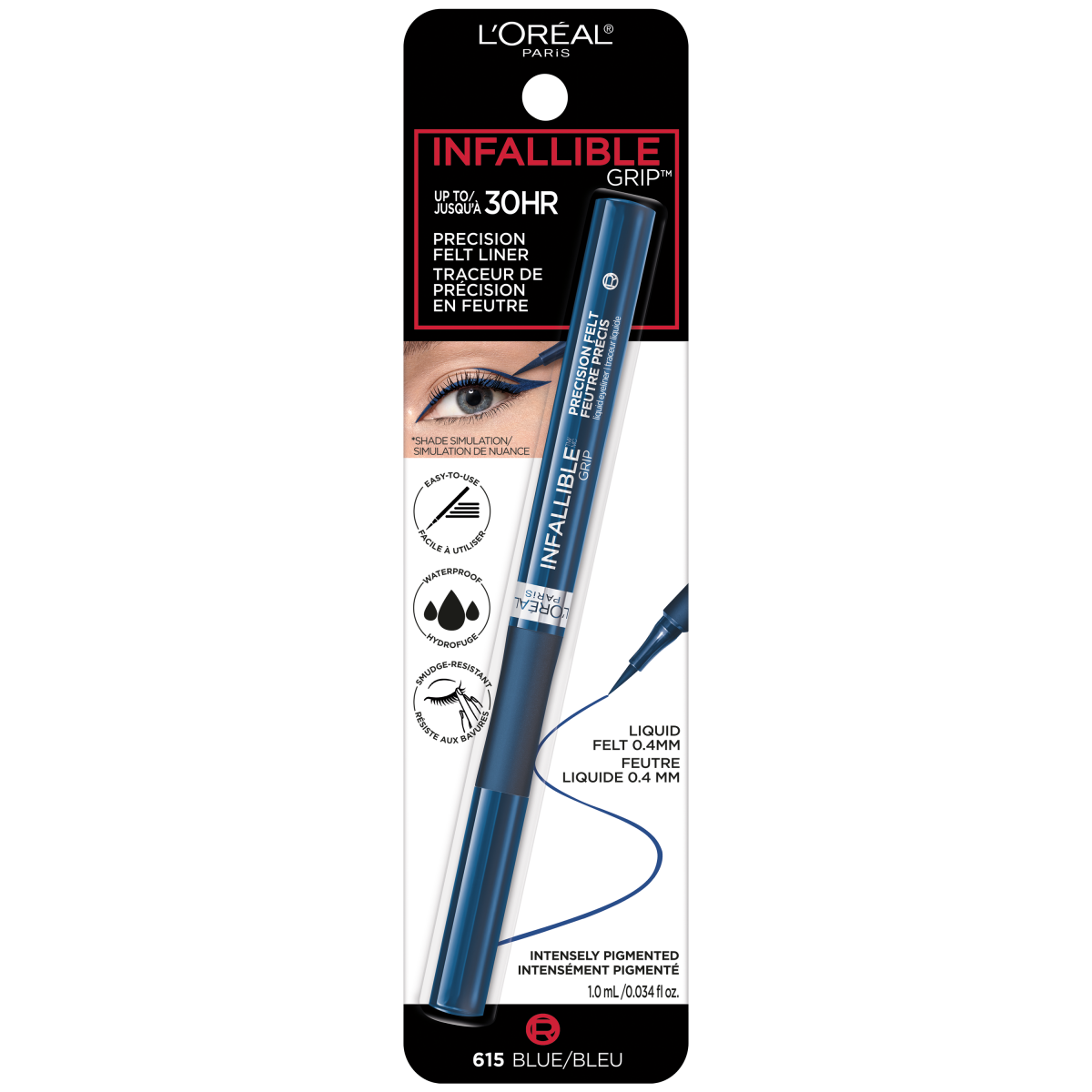 slide 1 of 1, L'Oréal Precision Felt Waterproof Eyeliner, Blue, 0.03 fl oz