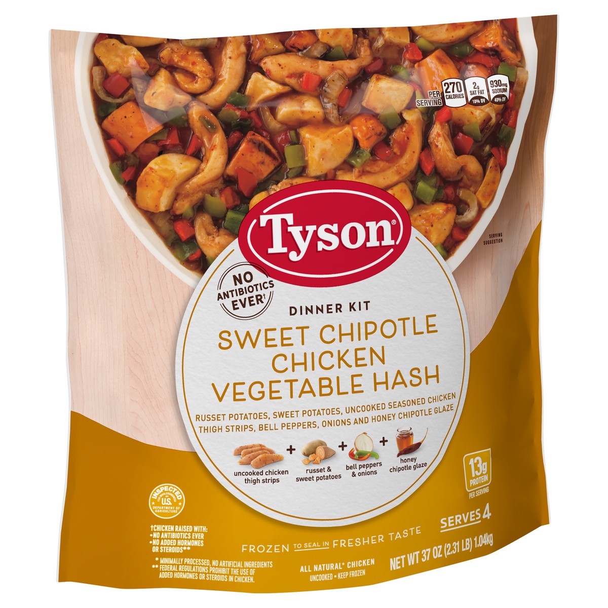 slide 2 of 7, Tyson Sweet Chipotle Chicken Vegetable Hash Dinner Kit, 37 oz