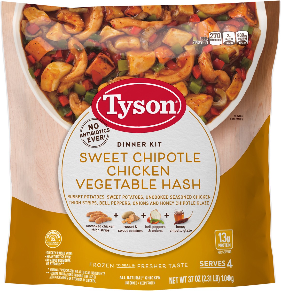 slide 6 of 7, Tyson Sweet Chipotle Chicken Vegetable Hash Dinner Kit, 37 oz