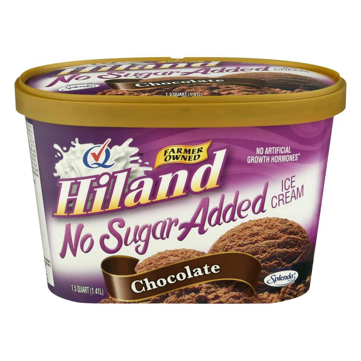 slide 1 of 1, Hiland Dairy Premium No Sugar Added Ice Cream Chocolate, 48 oz