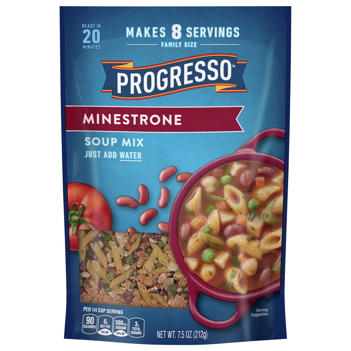 slide 1 of 9, Progresso Minestrone Dry Soup Mix, Family Size, 7.5 oz., 7.5 oz