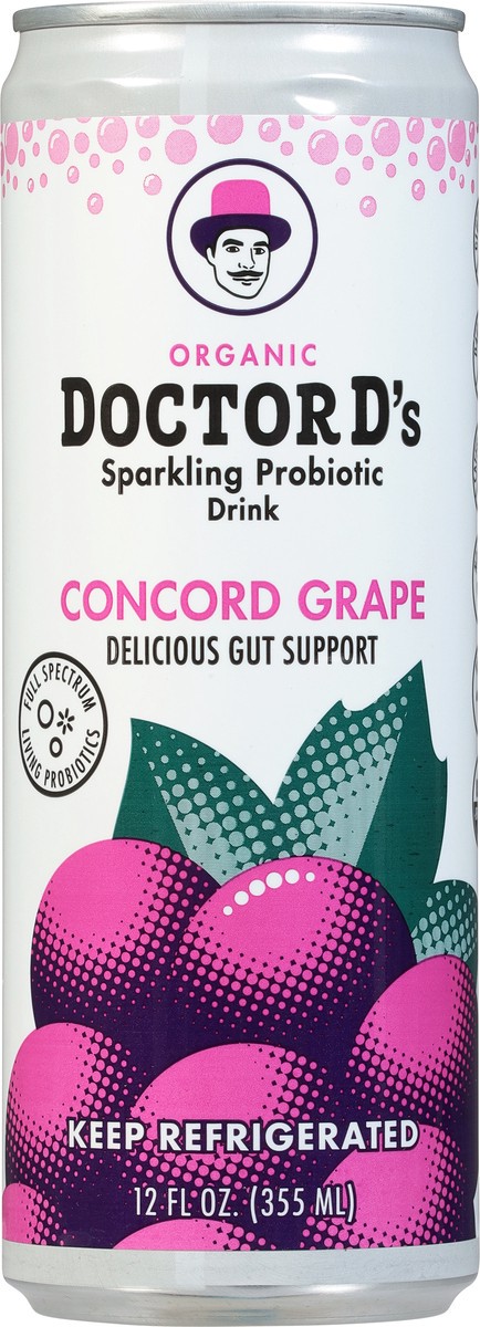 slide 2 of 14, Doctor D's Organic Concord Grape Sparkling Probiotic Drink 12 fl oz, 12 fl oz