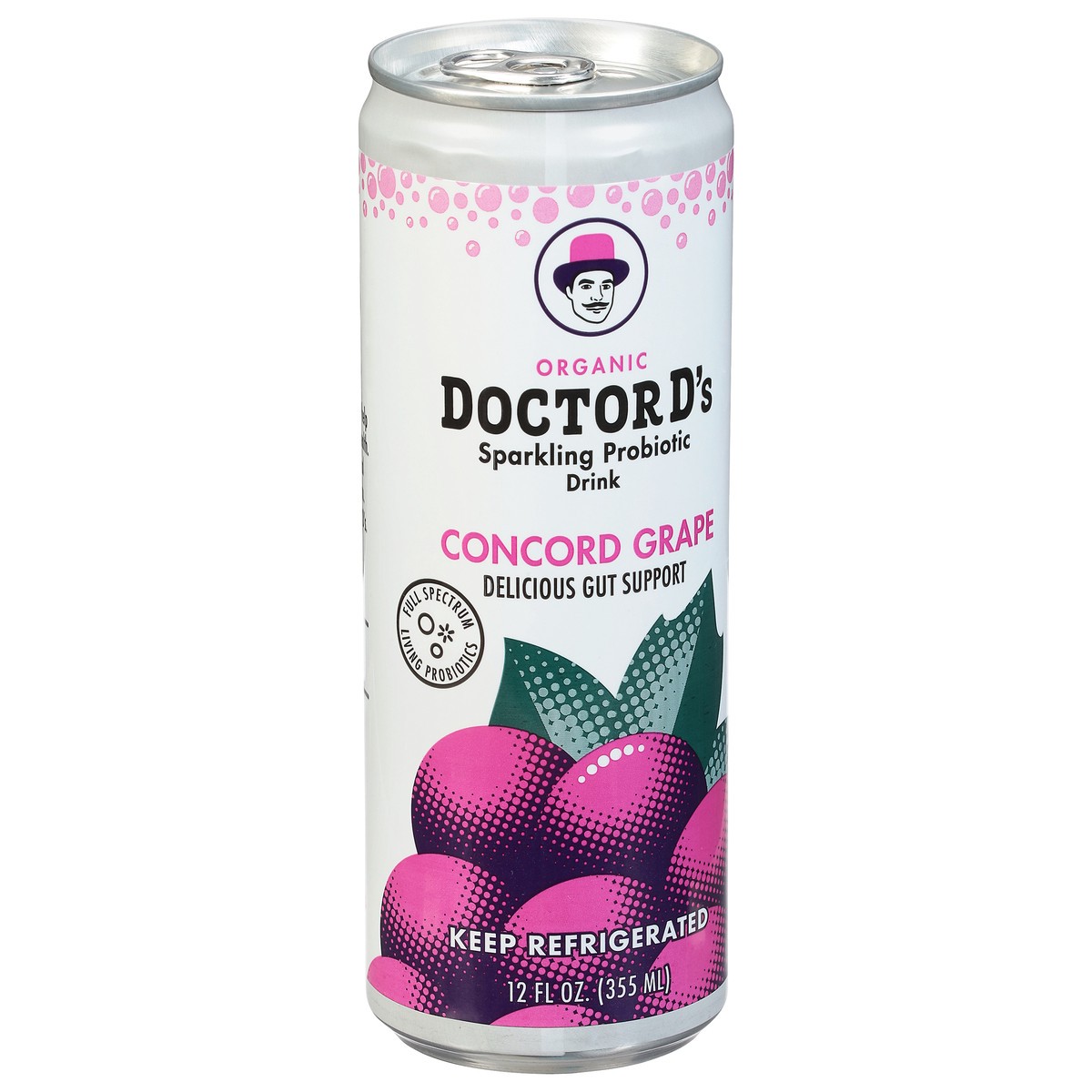 slide 9 of 14, Doctor D's Organic Concord Grape Sparkling Probiotic Drink 12 fl oz, 12 fl oz