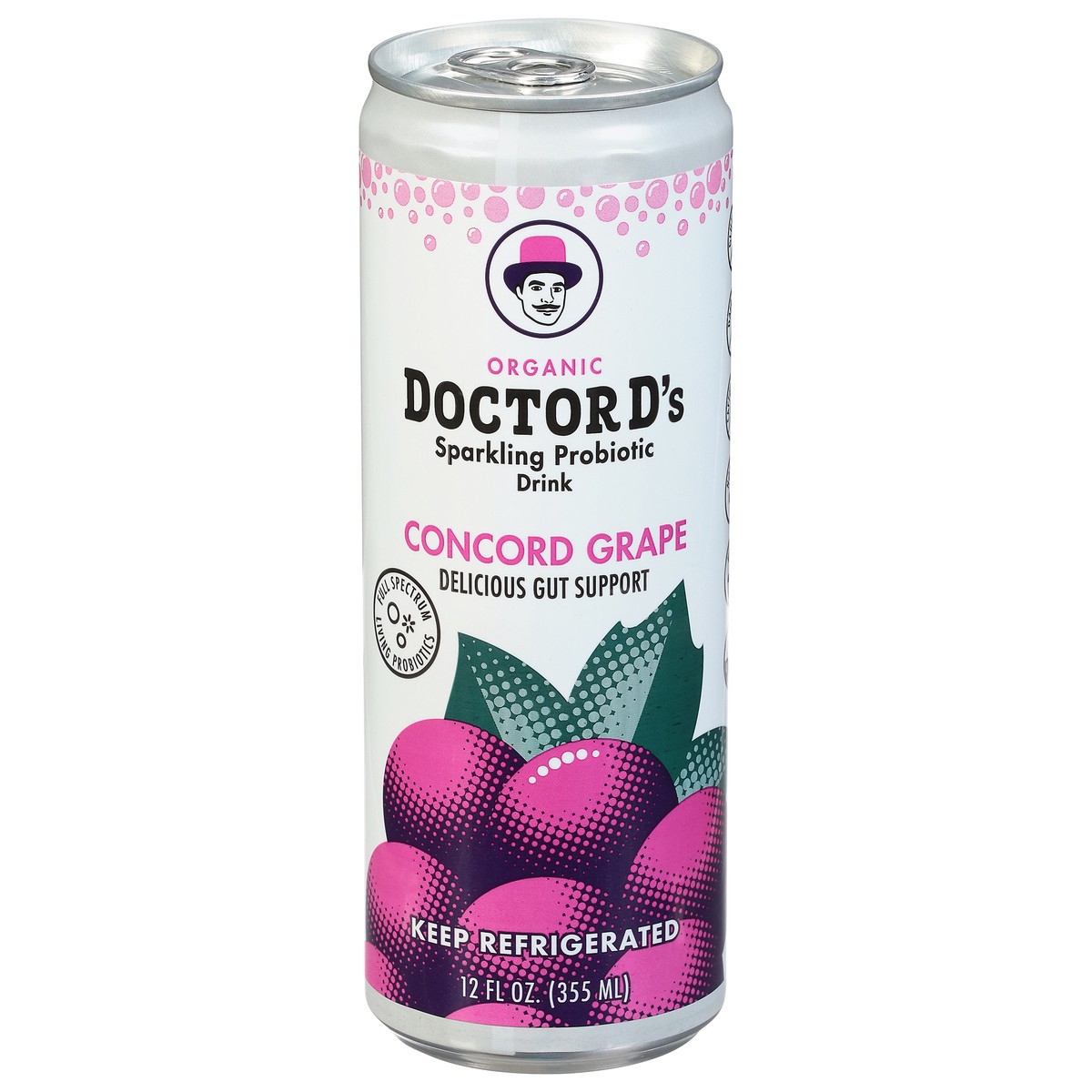 slide 13 of 14, Doctor D's Organic Concord Grape Sparkling Probiotic Drink 12 fl oz, 12 fl oz