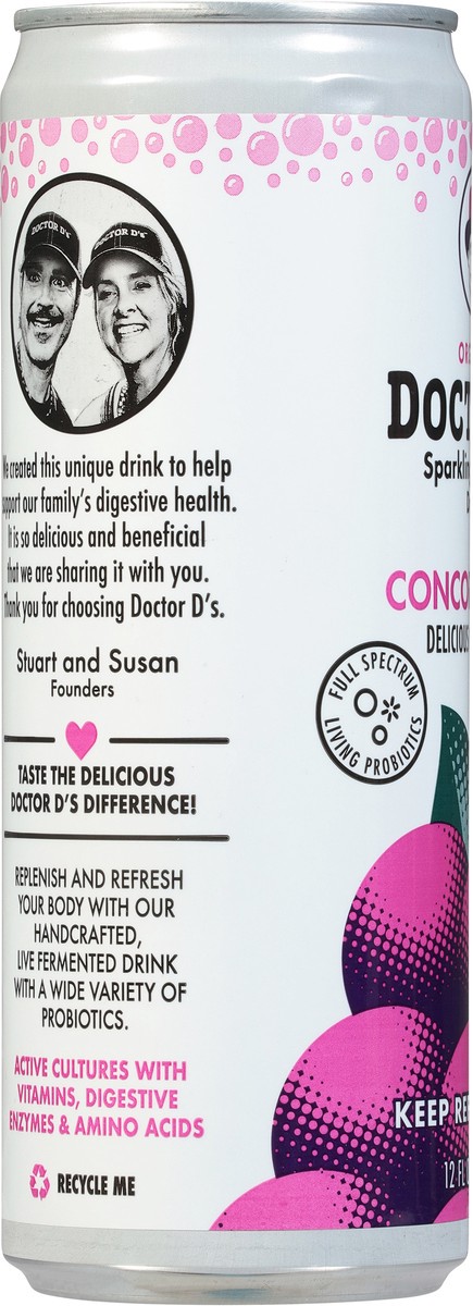 slide 6 of 14, Doctor D's Organic Concord Grape Sparkling Probiotic Drink 12 fl oz, 12 fl oz