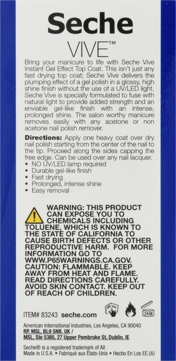 slide 4 of 9, Seche Vive Top Coat Instant Gel Effect 0.5 fl oz, 0.5 fl oz