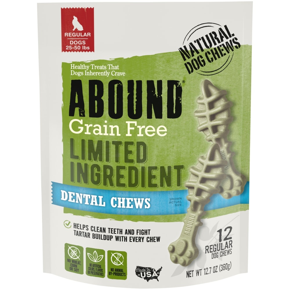 slide 1 of 1, Abound Grain Free Limited Ingredient Regular Dental Dog Chews, 12 ct; 12.7 oz
