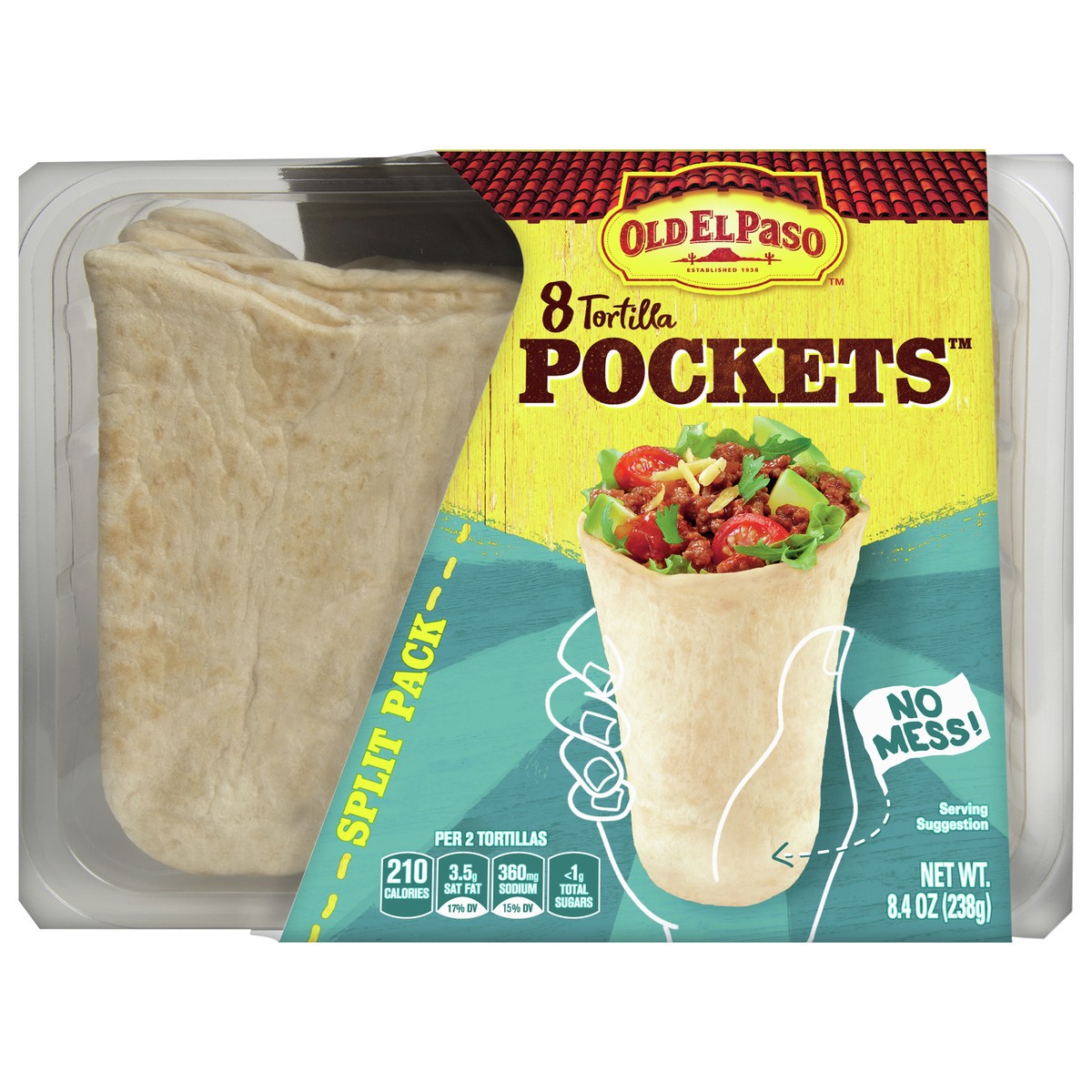 slide 1 of 6, Old El Paso Tortilla Pockets, 8 Pockets, 8.4 oz., 8 ct