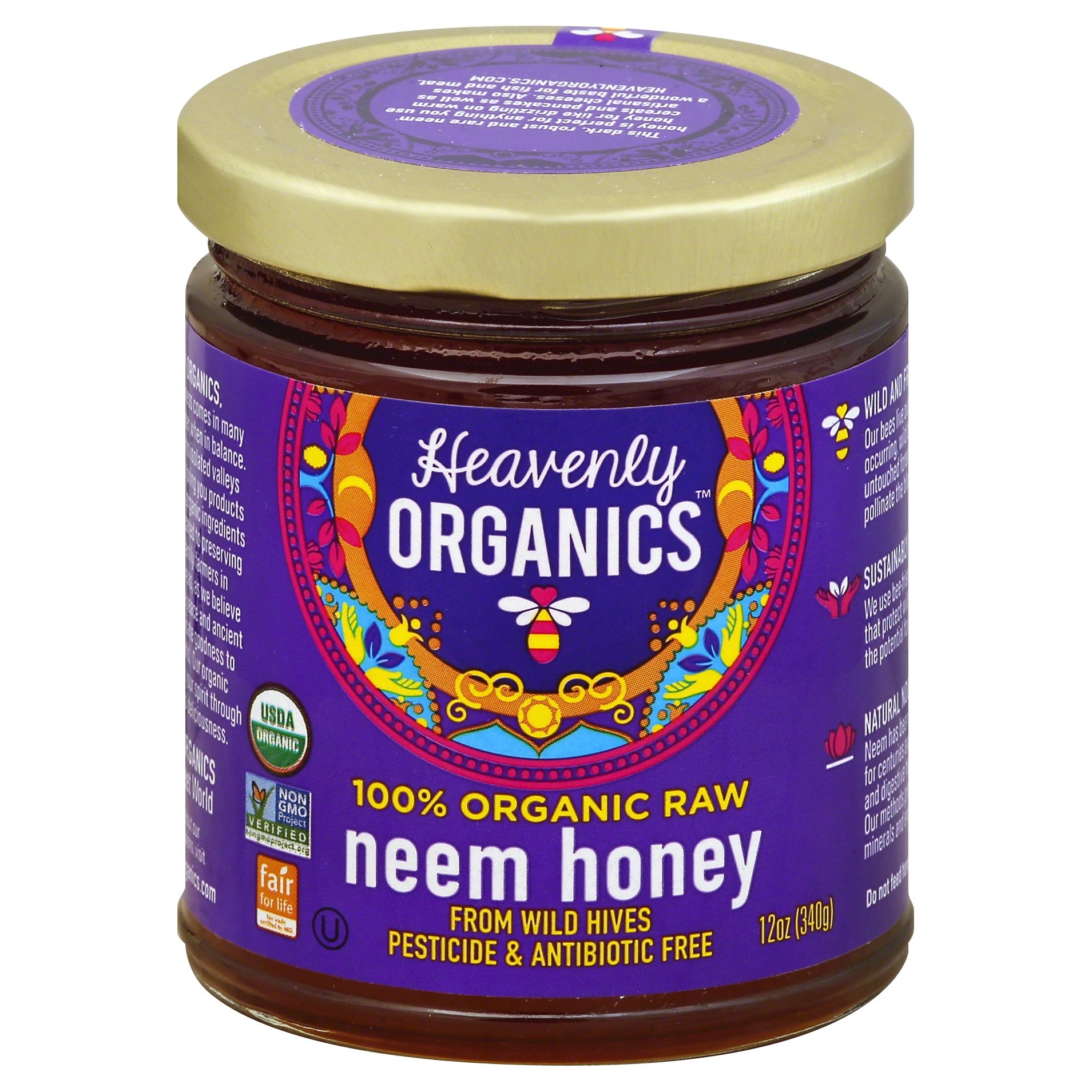 slide 1 of 1, Heavenly Organics Wild Forest Raw Neem Honey, 12 oz