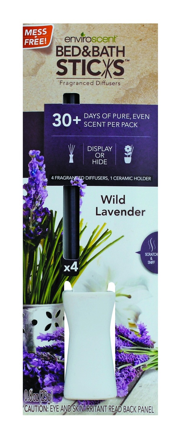 slide 1 of 1, Enviroscent Bed & Bath Sticks, Wild Lavender, 4 ct