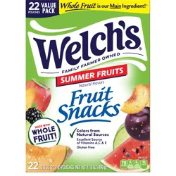 Welch's Summer Fruits Fruit Snacks 0.8oz Pouches -22ct Box
