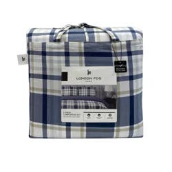 London Fog Comforter Set, Twin, 2 Piece, Navy Plaid