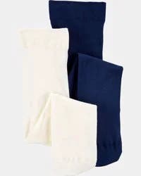 Carter's Baby Girl 2-Pack Tights - Navy/Ivory Navy/Ivory 12-24