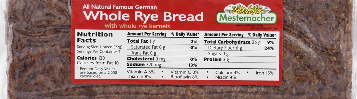slide 4 of 9, Mestemacher Bread,Whole Rye, 17.6 oz