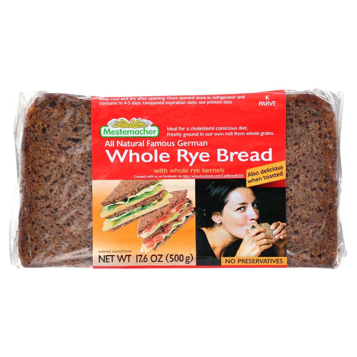 slide 1 of 1, Mestemacher Whole Rye Bread, 17.6 oz
