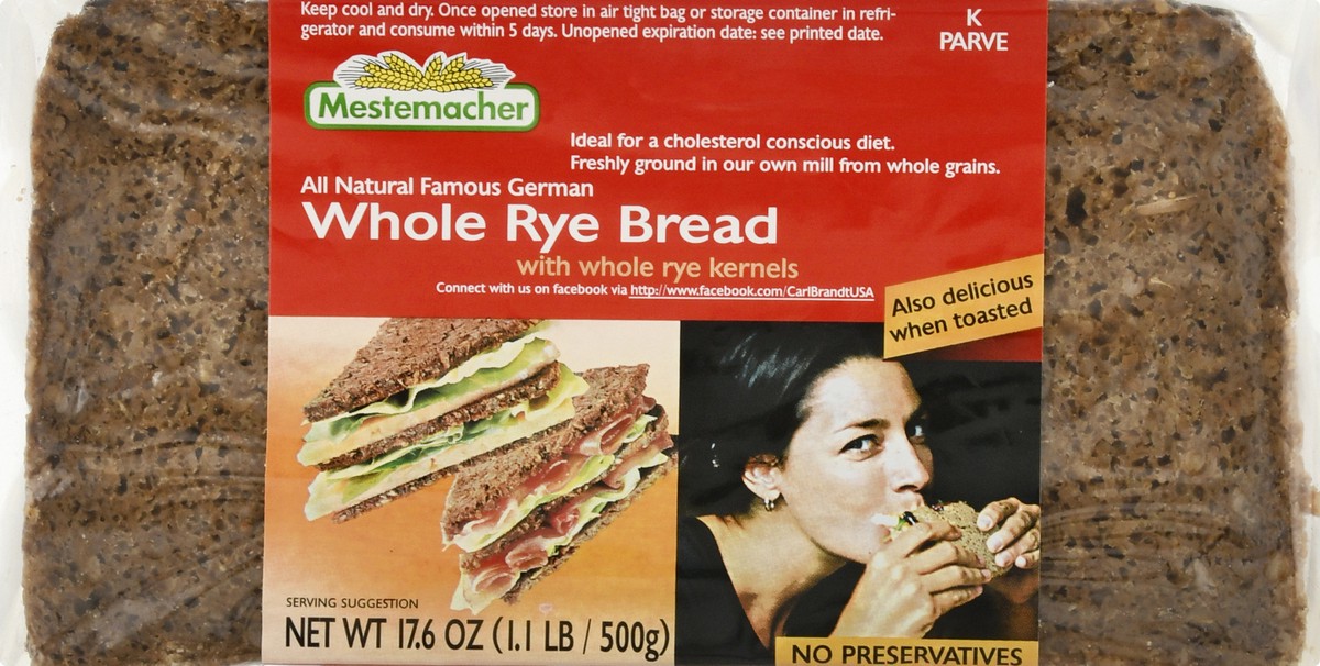 slide 6 of 9, Mestemacher Bread,Whole Rye, 17.6 oz