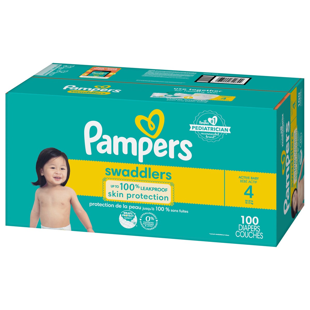 slide 3 of 4, Pampers Swaddlers Active Baby Diaper Size 4 100 Count, 100 ct