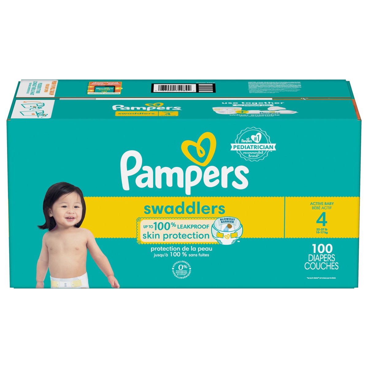 slide 1 of 4, Pampers Swaddlers Active Baby Diaper Size 4 100 Count, 100 ct