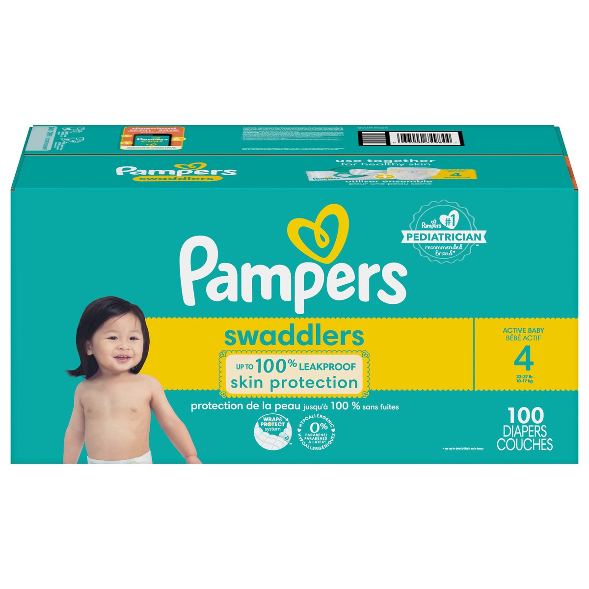 slide 1 of 4, Pampers Swaddlers Active Baby Diaper Size 4 100 Count, 100 ct