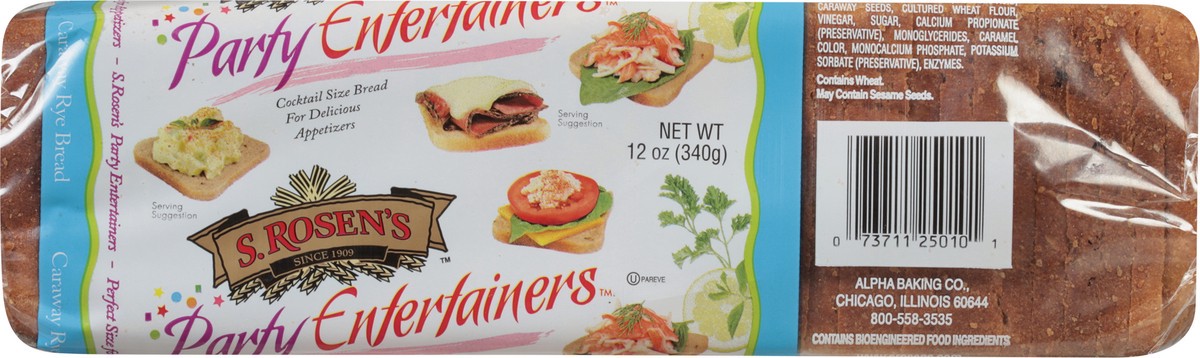 slide 4 of 11, S. Rosen's Caraway Cocktail Rye Bread, 12 oz