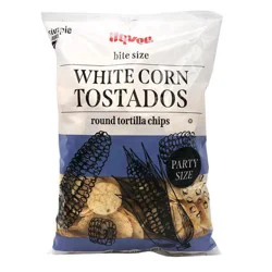 Hy-Vee White Corn Tostados, Bite Size, Party Size