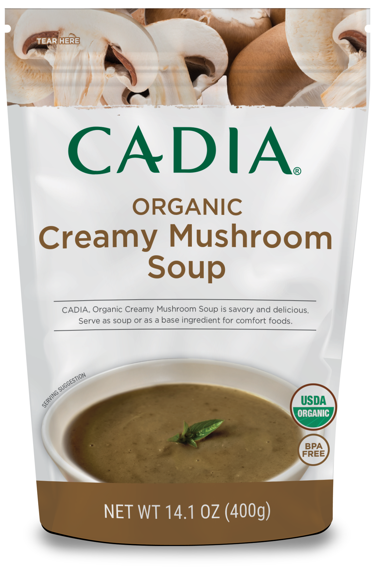 slide 1 of 1, Cadia Organic Creamy Mushroom Soup, 14.1 oz