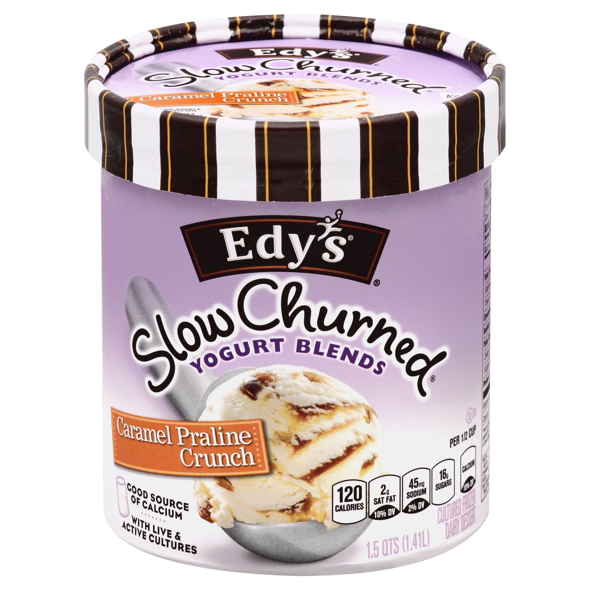 slide 1 of 6, Edy's/Dreyer's Caramel Praline Perfection Frozen Yogurt, 48 fl oz