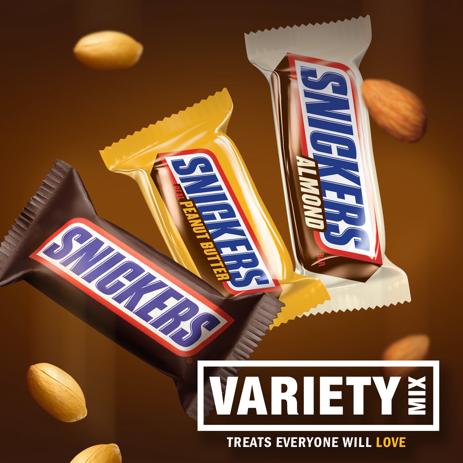 slide 6 of 6, SNICKERS Original, Peanut Butter & Almond Variety Pack Fun Size Chocolate Candy Bars, 10.36 oz, 10.36 oz