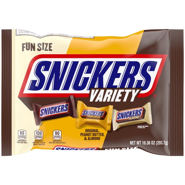 slide 1 of 6, Snickers Fun Size Chocolate Bars Variety Mix Candy Bag, 10.36 oz