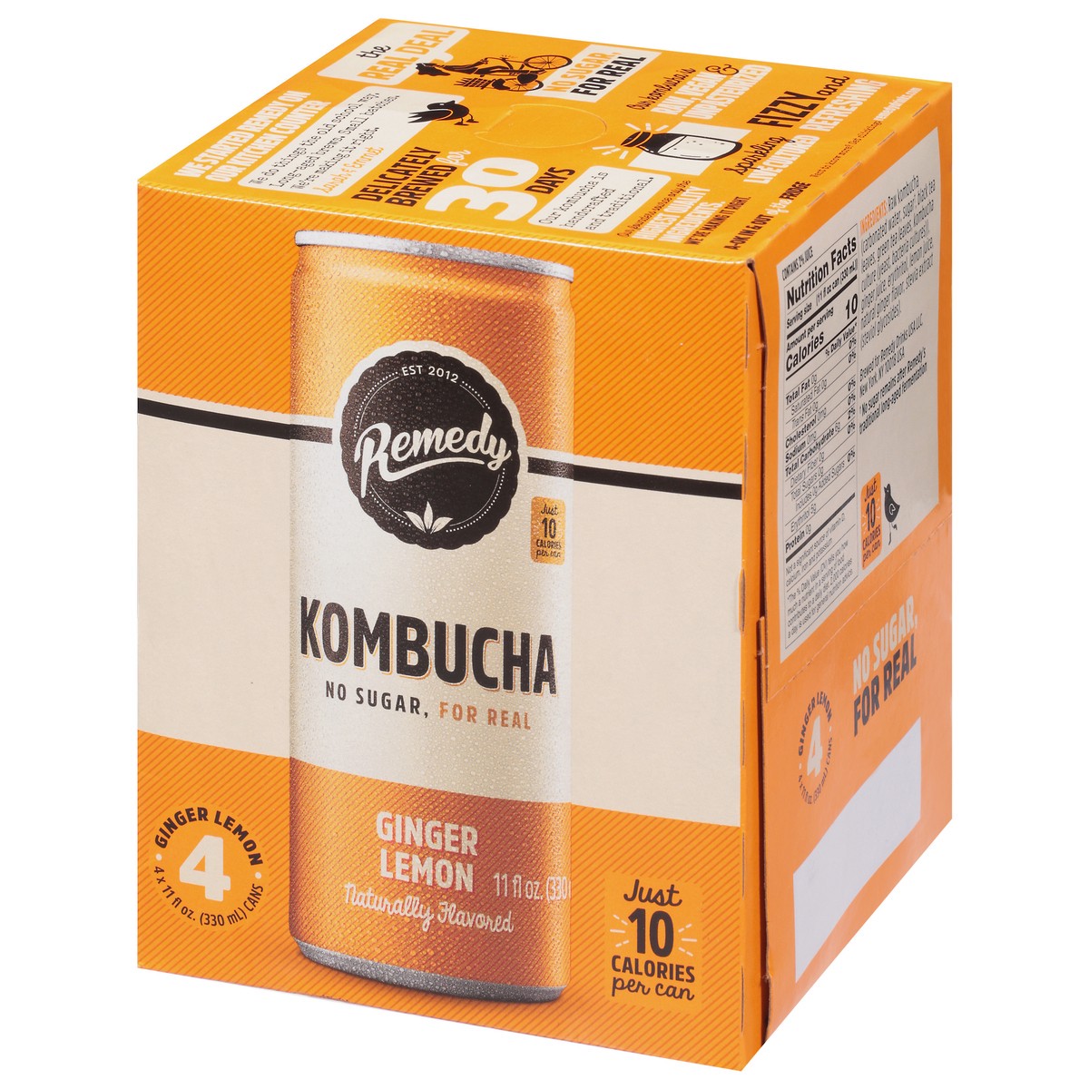 slide 6 of 12, Remedy Ginger Lemon Kombucha 4 - 11 fl oz Cans, 44 fl oz