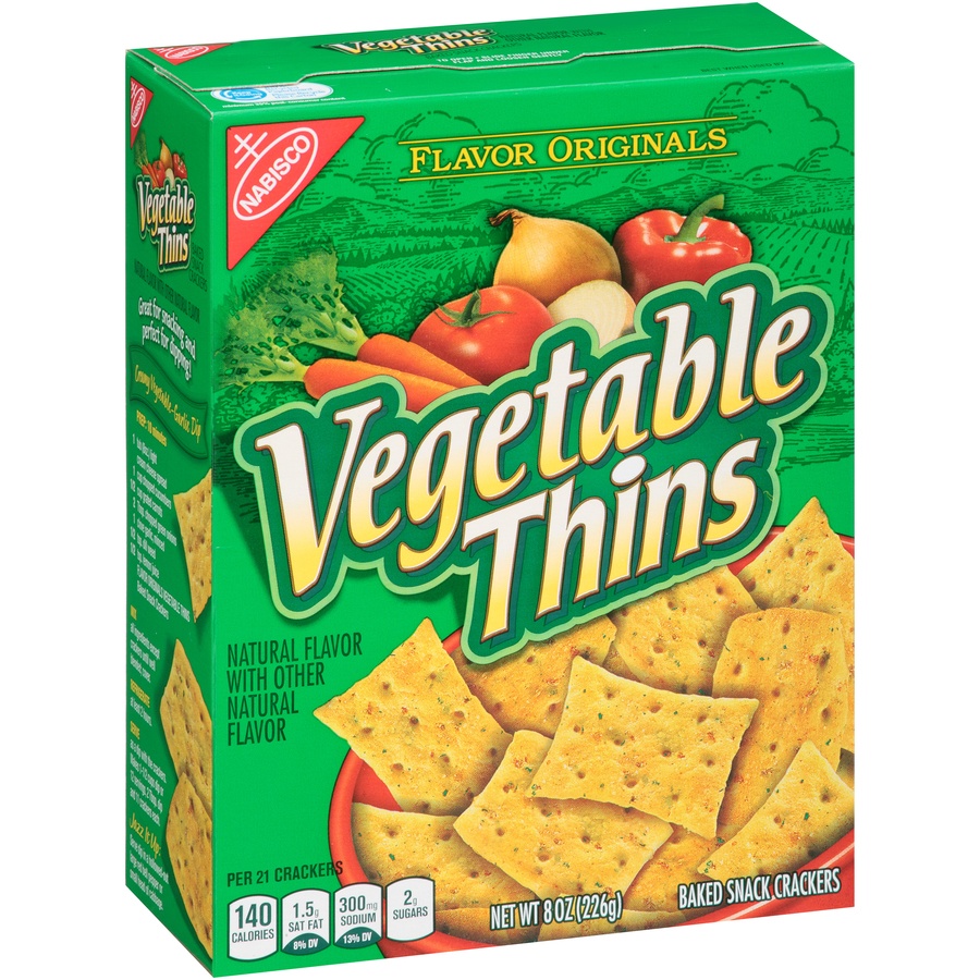 slide 2 of 8, Nabisco Flavor Originals Vegetable Thins Baked Snack Crackers, 8 oz