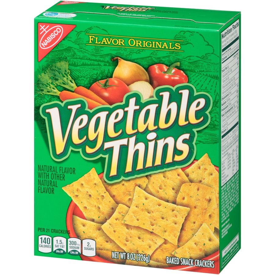 slide 3 of 8, Nabisco Flavor Originals Vegetable Thins Baked Snack Crackers, 8 oz
