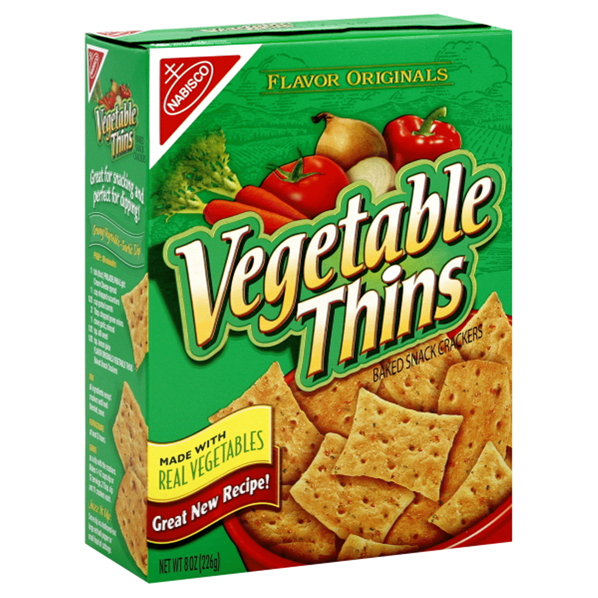slide 1 of 8, Nabisco Flavor Originals Vegetable Thins Baked Snack Crackers, 8 oz