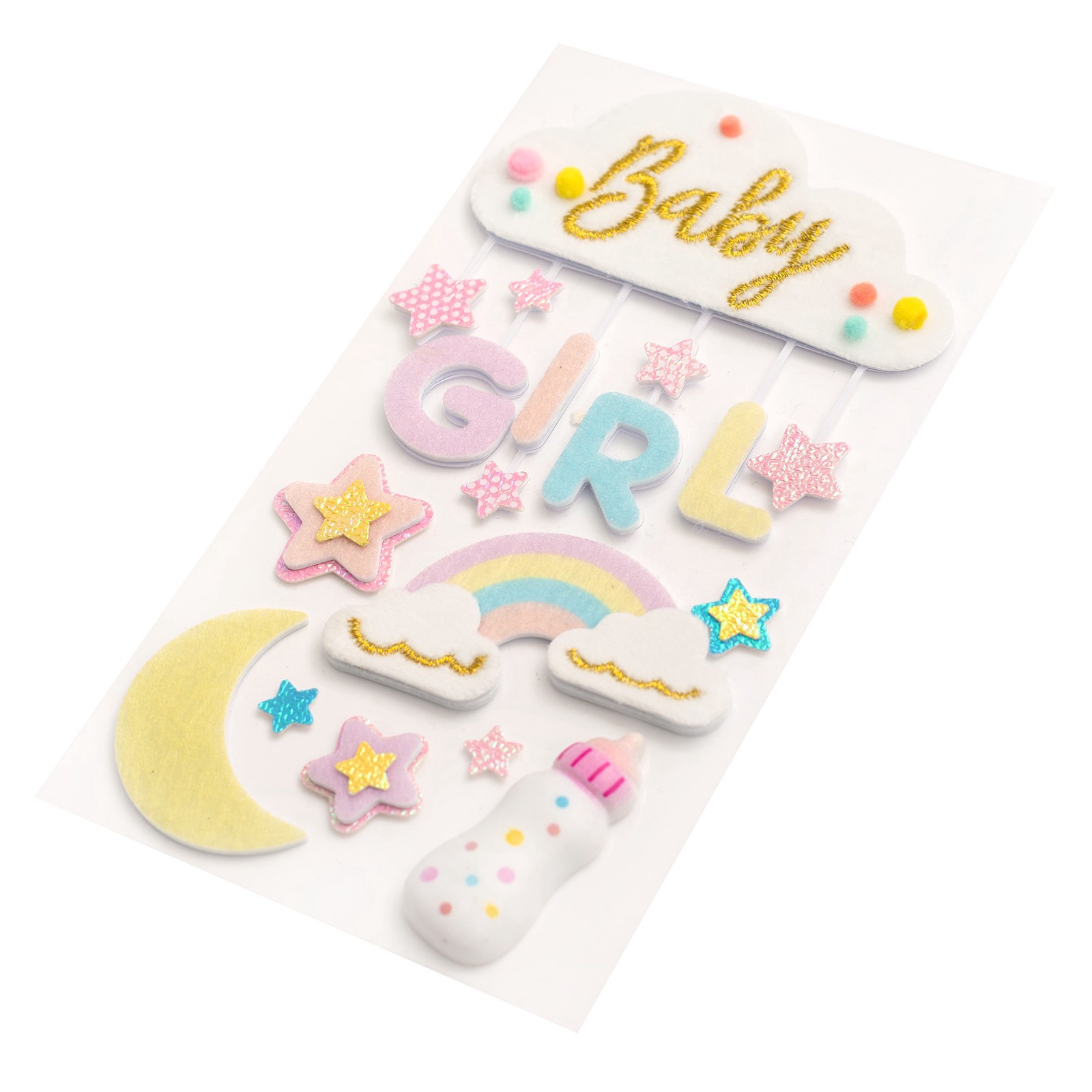 slide 3 of 3, Baby Girl Cloud Dimensional Stickers By Recollections, 3.75 in x 6.75 in