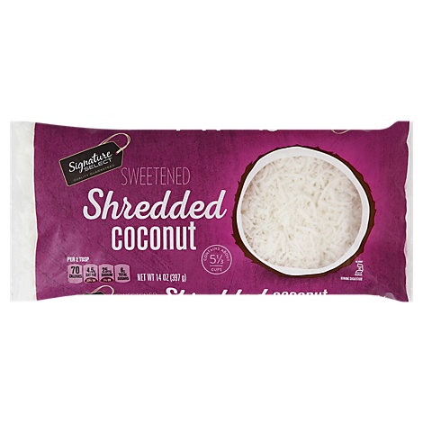 slide 1 of 1, Signature Select Shredded Coconut Sweetened, 14 oz