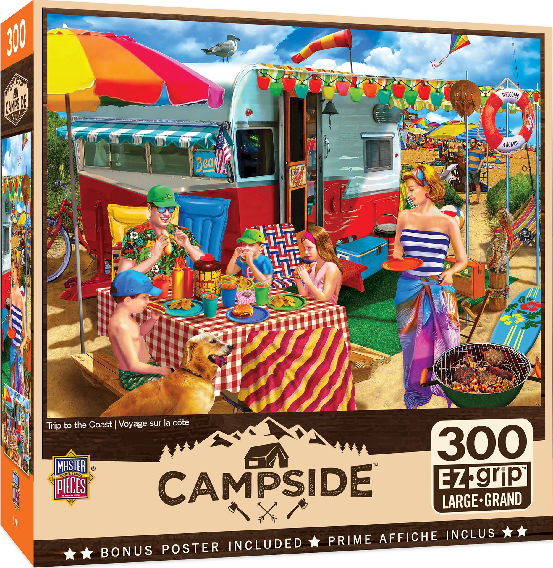 slide 4 of 6, Masterpieces Campside - Trip to the Coast 300 Piece EZ Grip Puzzle, 1 ct