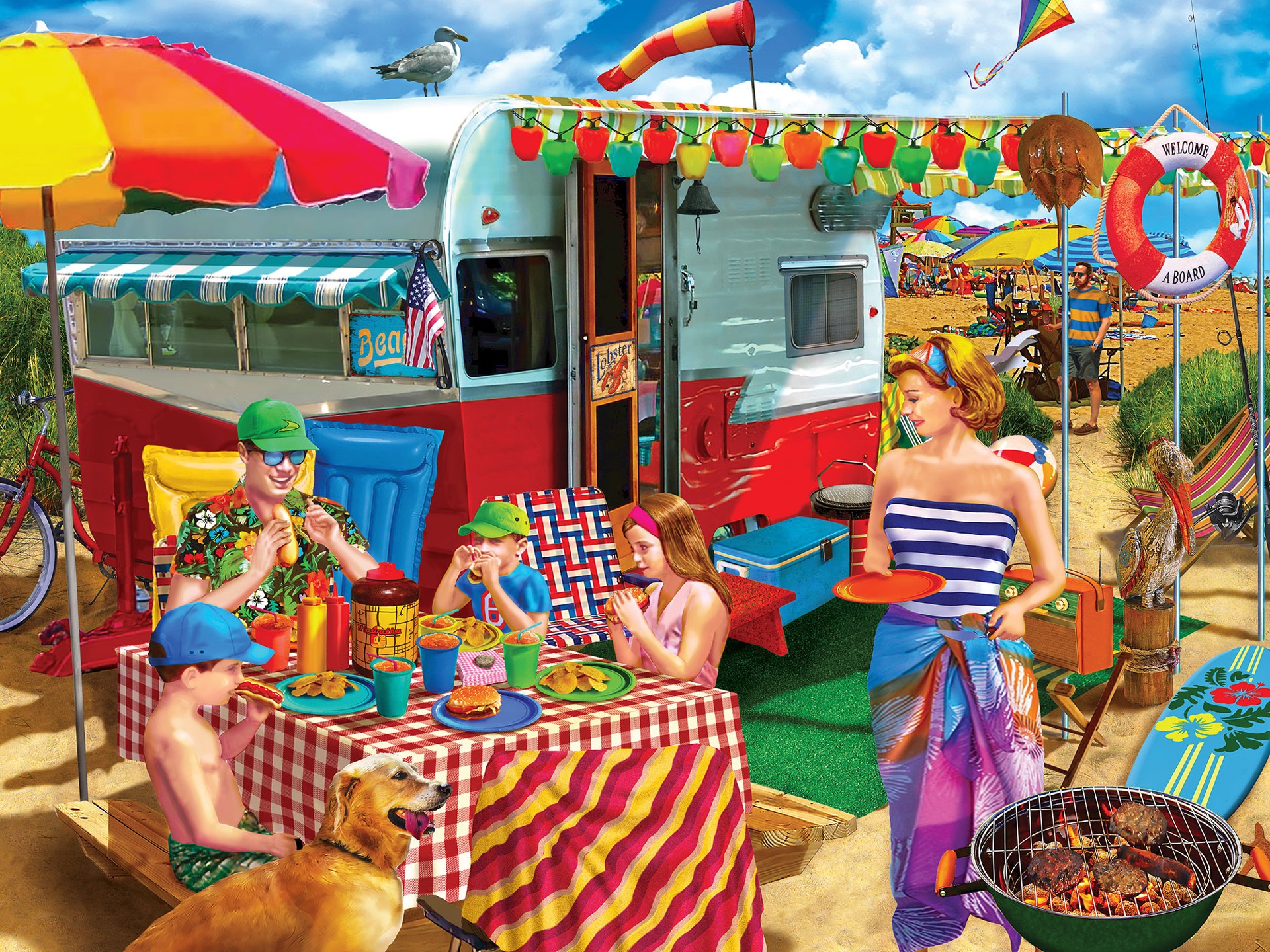 slide 5 of 6, Masterpieces Campside - Trip to the Coast 300 Piece EZ Grip Puzzle, 1 ct