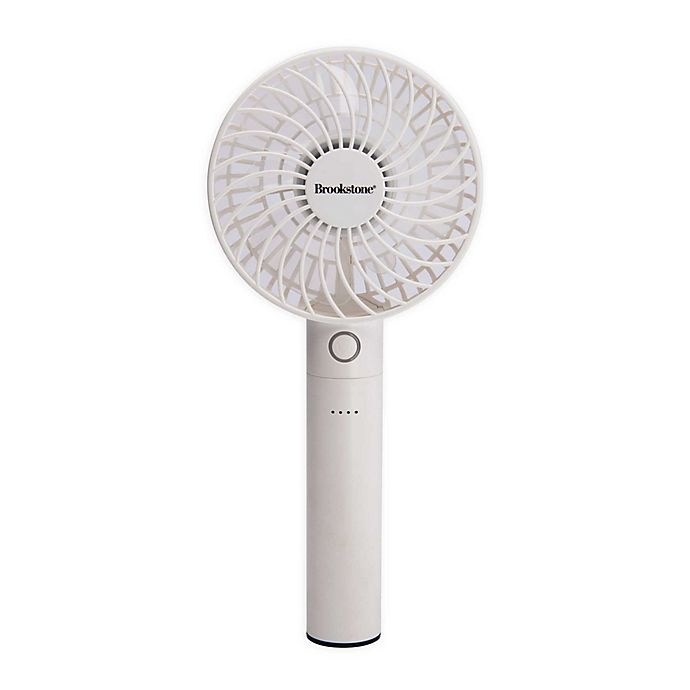 slide 1 of 7, Brookstone Rechargeable Mini Fan with Power Bank - White, 4 in