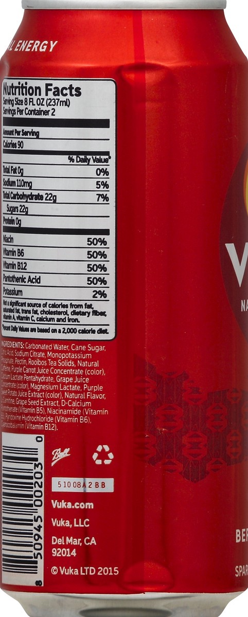 slide 4 of 4, Vuka Workout Berry Lemonade Sparkling Energy Drink - 16 fl oz, 16 fl oz