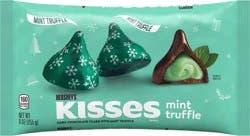 Hershey's Kisses Mint Truffle Flavored Christmas Candy Bag, 9 oz