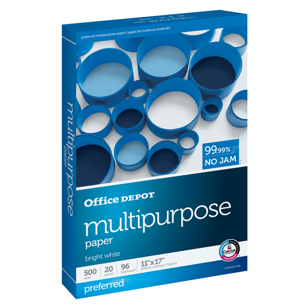 slide 1 of 3, Office Depot Multi-Use Paper, Ledger Size, 500 ct