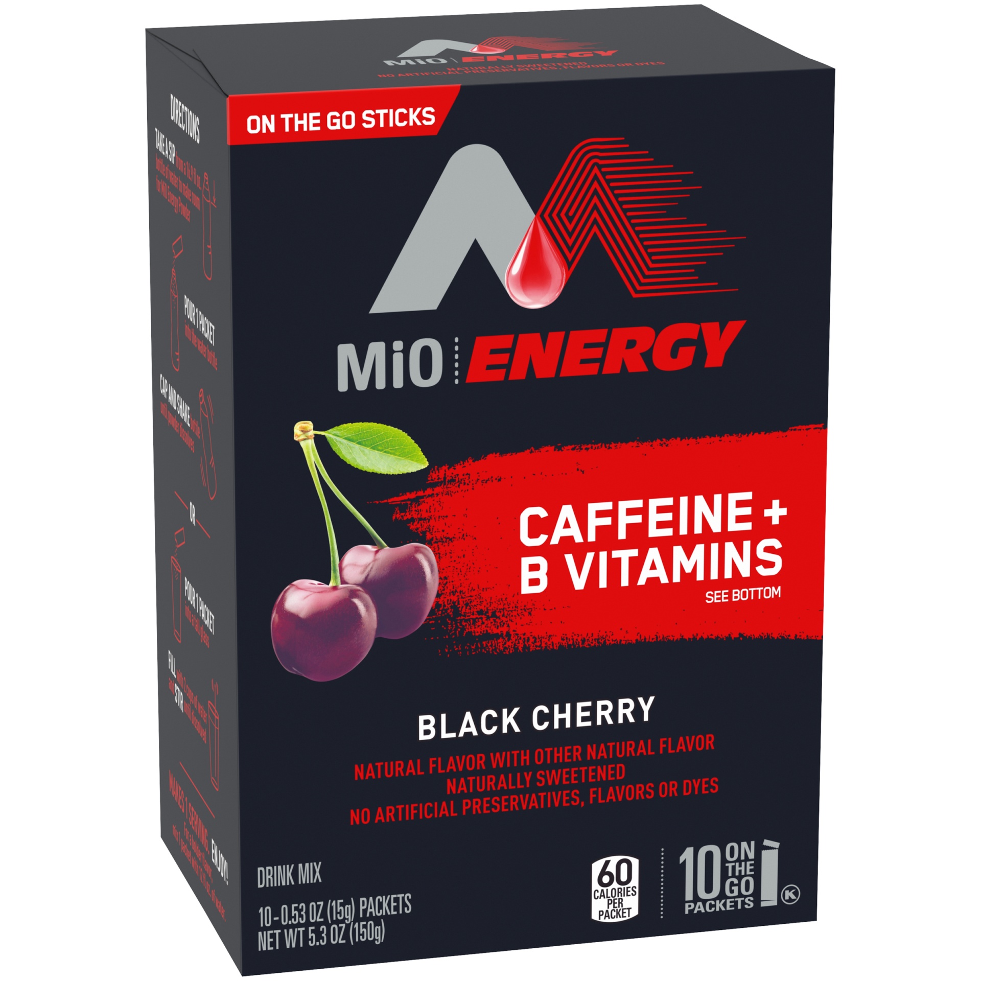 slide 2 of 6, MiO Energy Black Cherry On The Go Packets, 10 ct; 0.53 oz