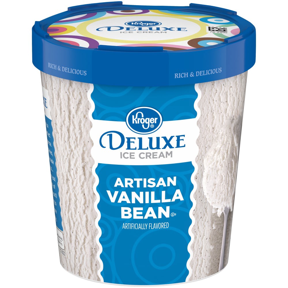 slide 1 of 4, Kroger Deluxe Artisan Vanilla Bean Ice Cream, 16 fl oz