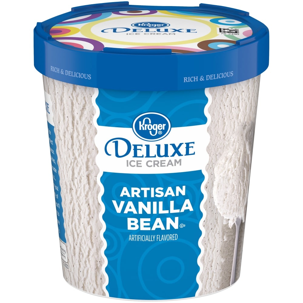 slide 1 of 1, Kroger Deluxe Artisan Vanilla Bean Ice Cream, 16 fl oz